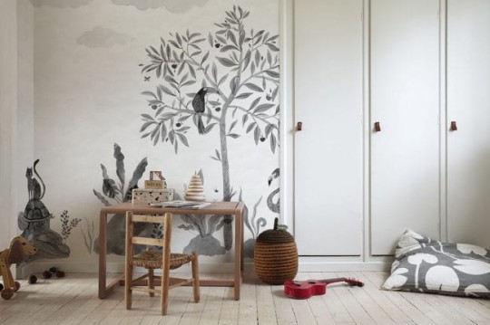 Sandberg 653-71 Familj II Wilton Graphite - mural akwarelowy w rośliny i zwierzątka