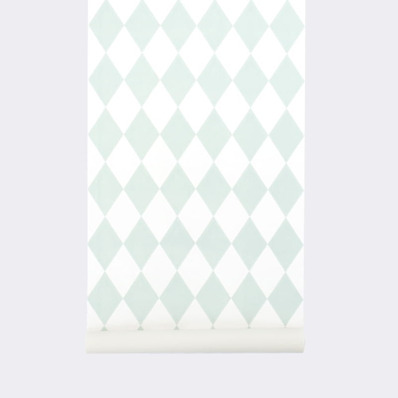 Ferm Living 149 Harlequin Mint - tapeta w miętowe romby