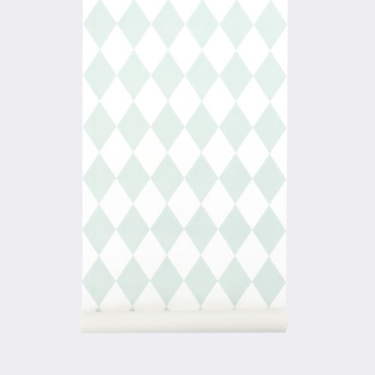 Ferm Living 149 Harlequin Mint - tapeta w miętowe romby