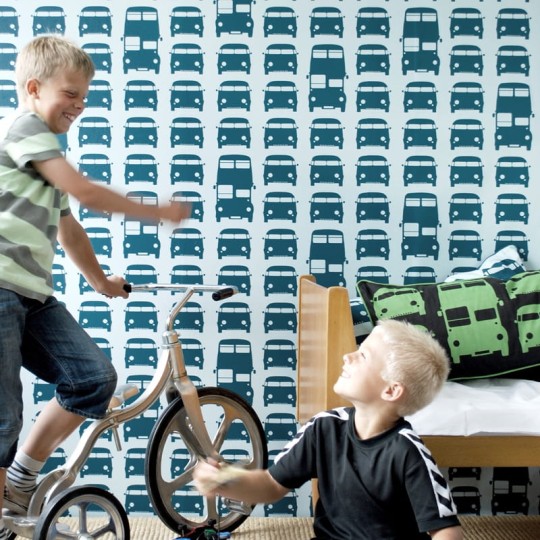 OL / Tapeta Ferm LIVING Rush Hour Wallpaper - Petrol 502 Samochody - dostępne 9 rolek