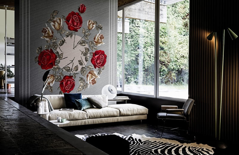 Wall & Deco 2016 Canvas Bouquet WDCA1602 - mural z motywem róży, koła i pasków