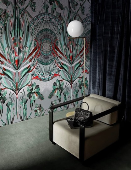 Wall & Deco 2016 Darlingtonia WDDA1601 - mural z motywem kwiatów, liści i mandali