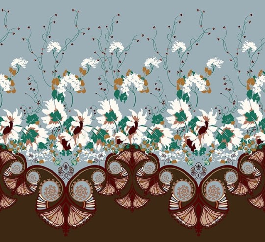 Wall & Deco 2016 Jasminum WDJA1601 - mural z motywem ornamentów, liści i kwiatów