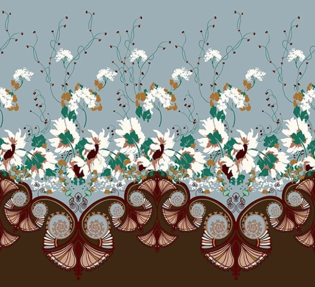 Wall & Deco 2016 Jasminum WDJA1601 - mural z motywem ornamentów, liści i kwiatów