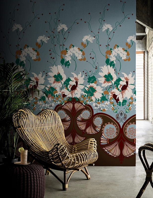 Wall & Deco 2016 Jasminum WDJA1602 - mural z motywem ornamentów, liści i kwiatów