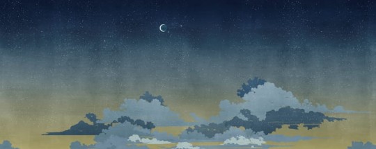 Wall & Deco 2016 Notturno Blu WDNB1602 - mural z motywem nieba, chmur i księżyca