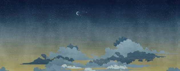 Wall & Deco 2016 Notturno Blu WDNB1602 - mural z motywem nieba, chmur i księżyca