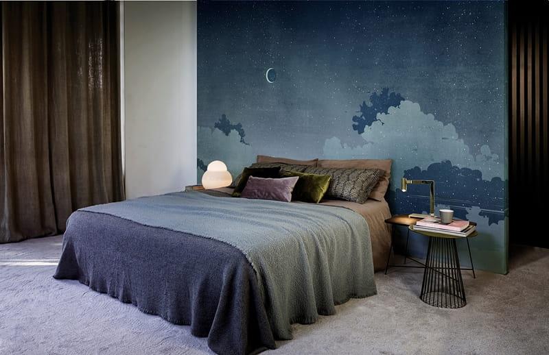 Wall & Deco 2016 Notturno Blu WDNB1602 - mural z motywem nieba, chmur i księżyca