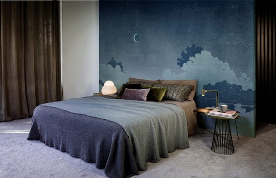 Wall & Deco 2016 Notturno Blu WDNB1602 - mural z motywem nieba, chmur i księżyca