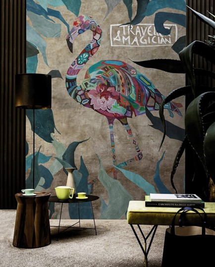 Wall & Deco 2016 Pink Wind Flaming WDPW1601 - mural z motywem flamingów