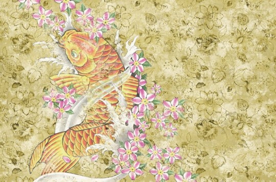 Wall & Deco 2016 Yardbirds WDYA1602 - mural z motywem ryb i kwiatów