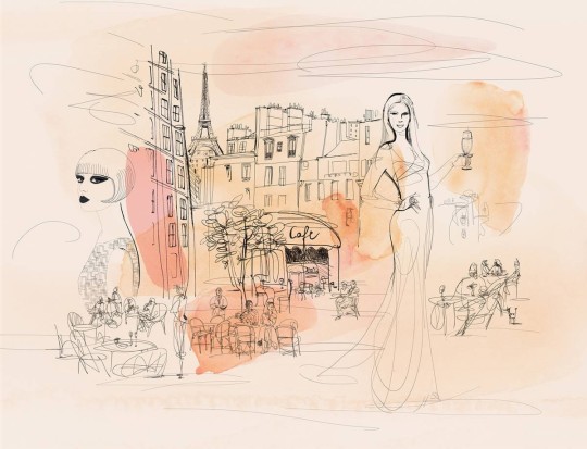 Fototapeta Wallpepper Watercolor and fashion in Paris