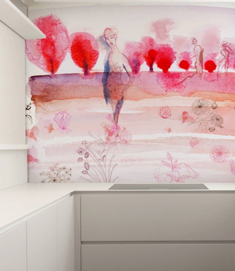 Fototapeta Wallpepper Watercolor and cherry blossom