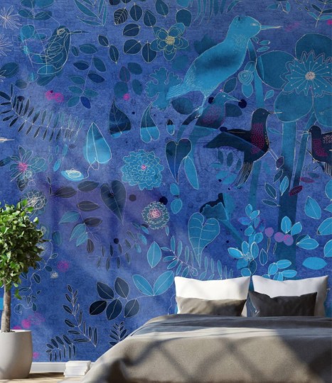Fototapeta Wallpepper Watercolor and nature in blue