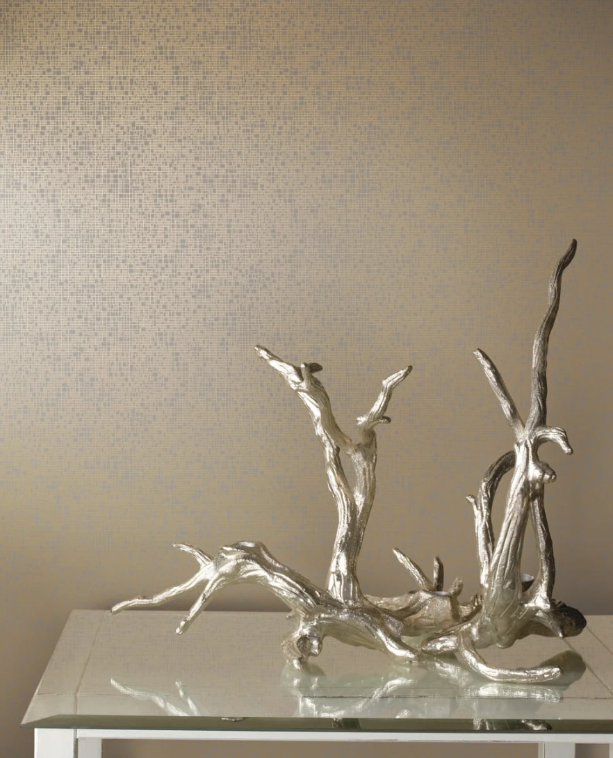 York NW3509 Antonina Vella Modern Metals Interactive White/Gold - tapeta w geometryczny motyw z metalicznymi akcentami