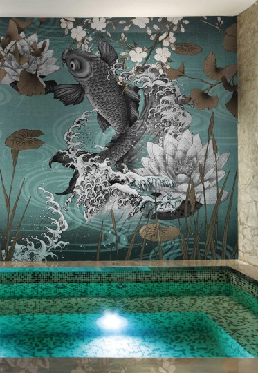 London Art 17018-04 Exclusive 17 Koi - mural z rybkami Koi