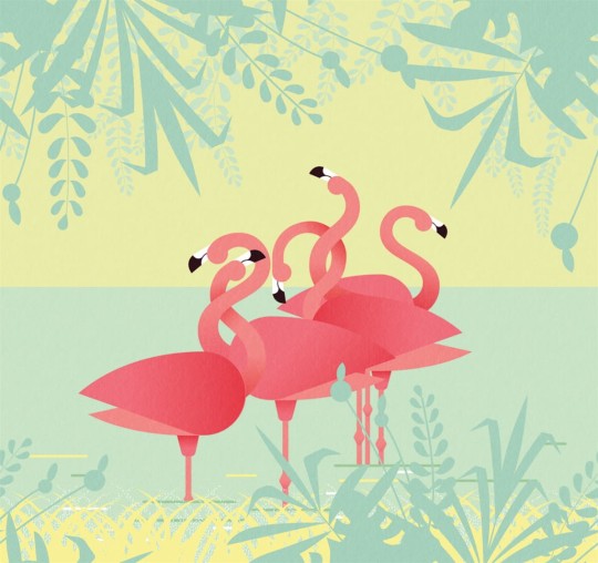 London Art 17101-01 Exclusive 17 Flamingos - mural zwierzęcy z flamingami