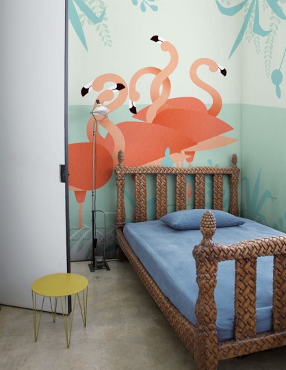 London Art 17101-02 Exclusive 17 Flamingos - mural zwierzęcy z flamingami