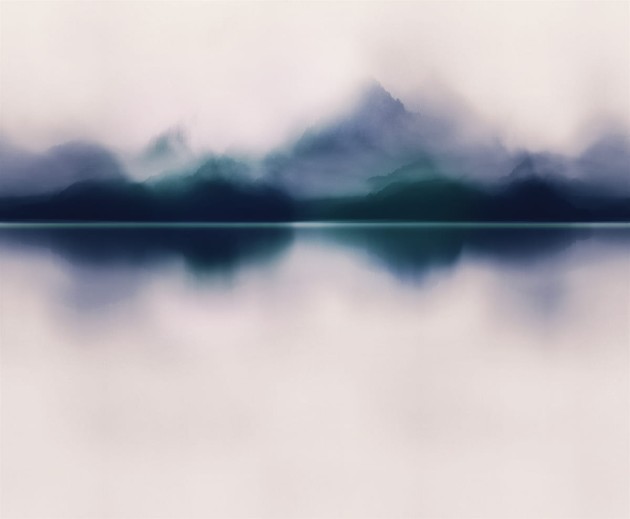 London Art 16093-01 Exclusive 16 Black Drop - mural z cieniowanym pejzażem gór