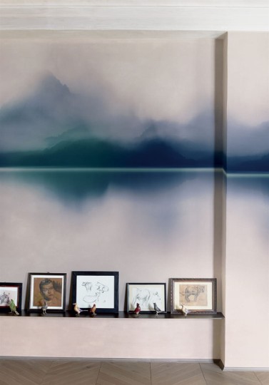 London Art 16093-02 Exclusive 16 Black Drop - mural z cieniowanym pejzażem gór