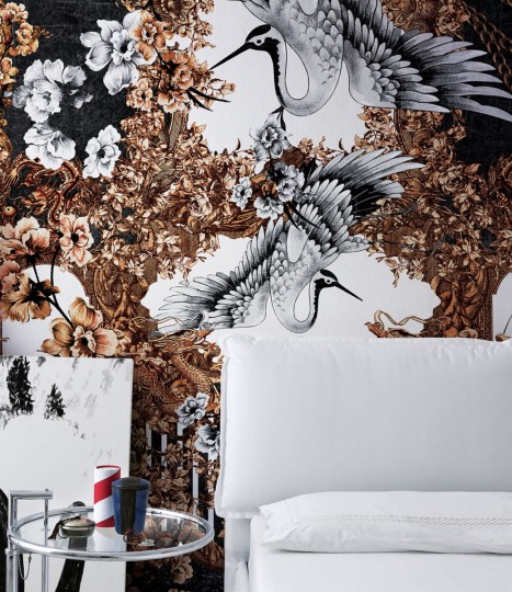 London Art 17062-03 Exclusive 17 East meets West - mural z żurawiami