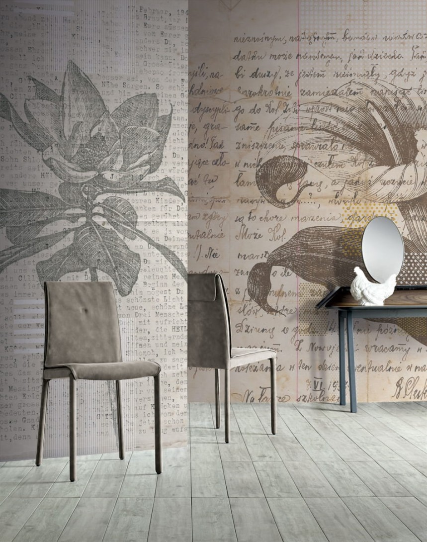 London Art 15161-02 Exclusive 15/14 Words and Flowers - mural kwiaty i słowa