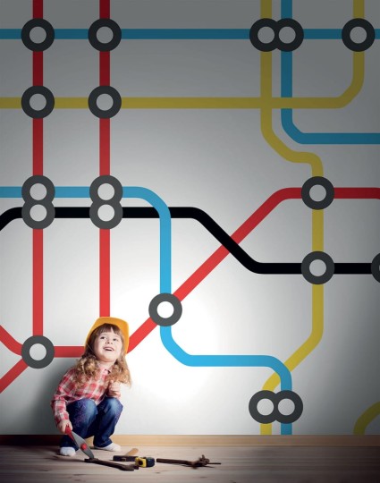 London Art 15011-01 Exclusive Kids Merilyn - mural w linie i kropki