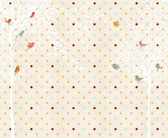 London Art 15023-02 Exclusive Kids Chloe - mural w kropki i drzewo