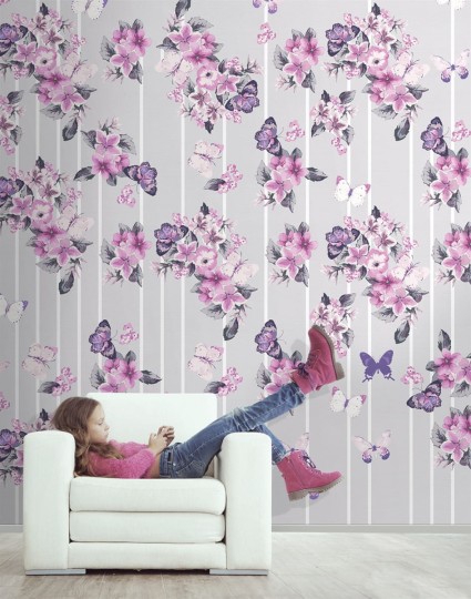 London Art 15026-03 Exclusive Kids Audrey - mural w kwiaty i motyle