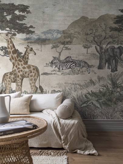 Boras Tapeter Studio 9574W Wild Animals Serengeti - mural krajobraz sawanny ze zwierzętami