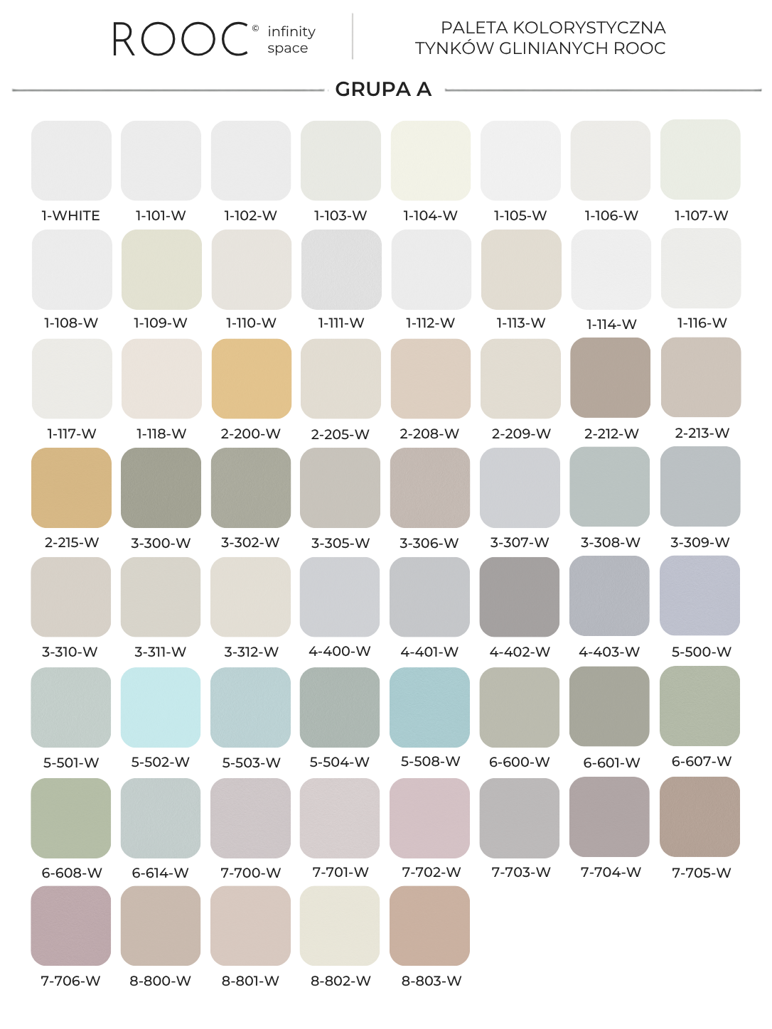 Paleta kolorystyczna Rooc Natural Clay grupa A