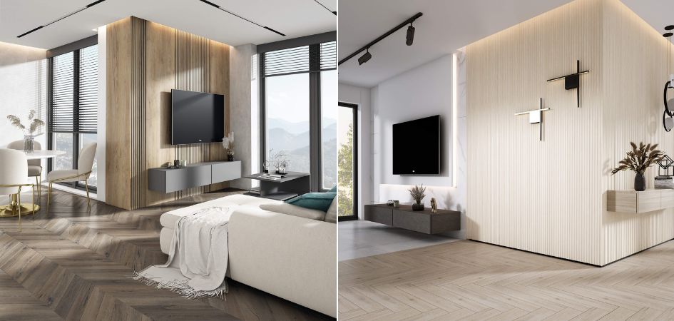 lamele ścienne w salonie