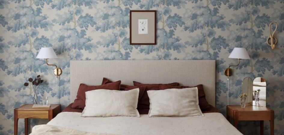 tapeta pastelowa w sypialni