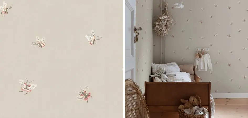 Tapeta Sandberg S10447 Chinoiserie Garden Butterflies Sandstone