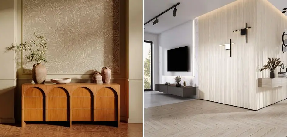 Tapeta, lamele i sztukateria - inspiracje