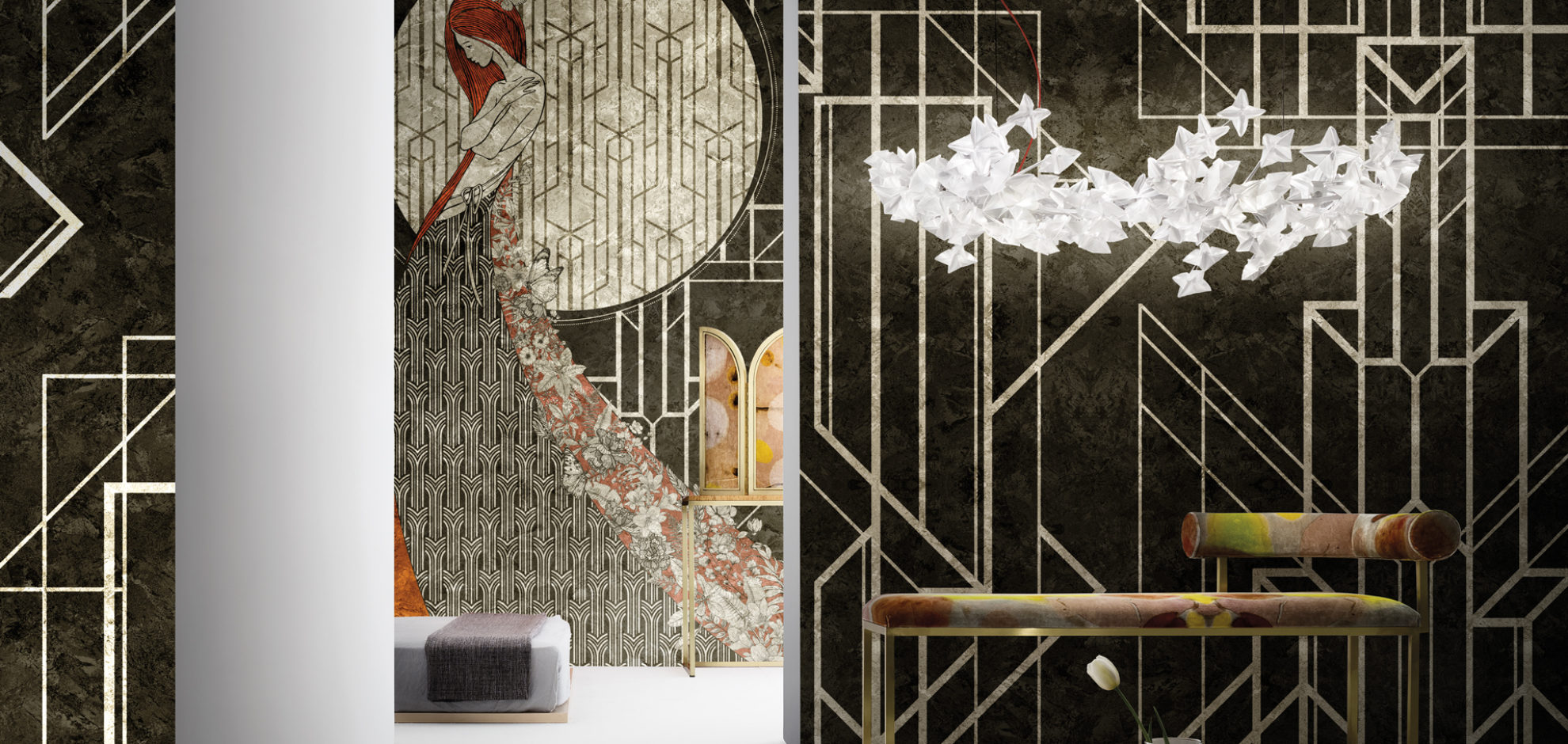 Tapeta złota Inkiostro Bianco GoldenWall Aubrey 